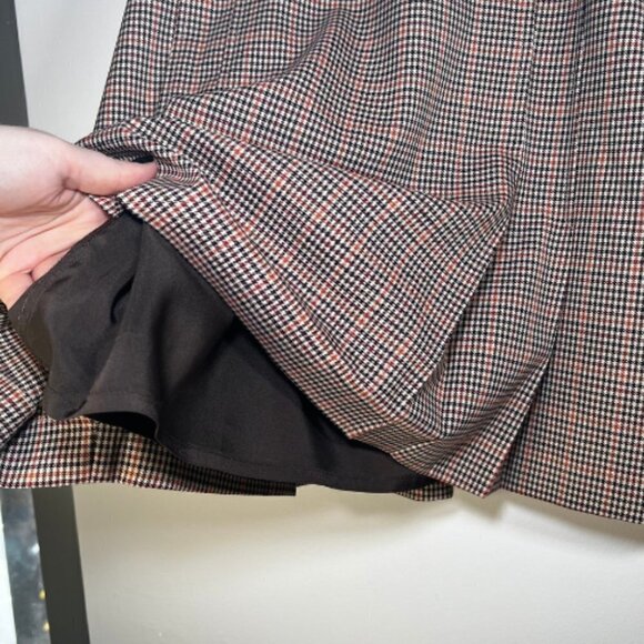 BROOKS BROTHERS Italian Wool Houndstooth Plaid Pleated Estethia Skirt 8 Petite - Picture 8 of 14